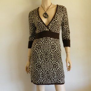 🇺🇸 Vintage Animal Print Cheetah Sweater Dress SM